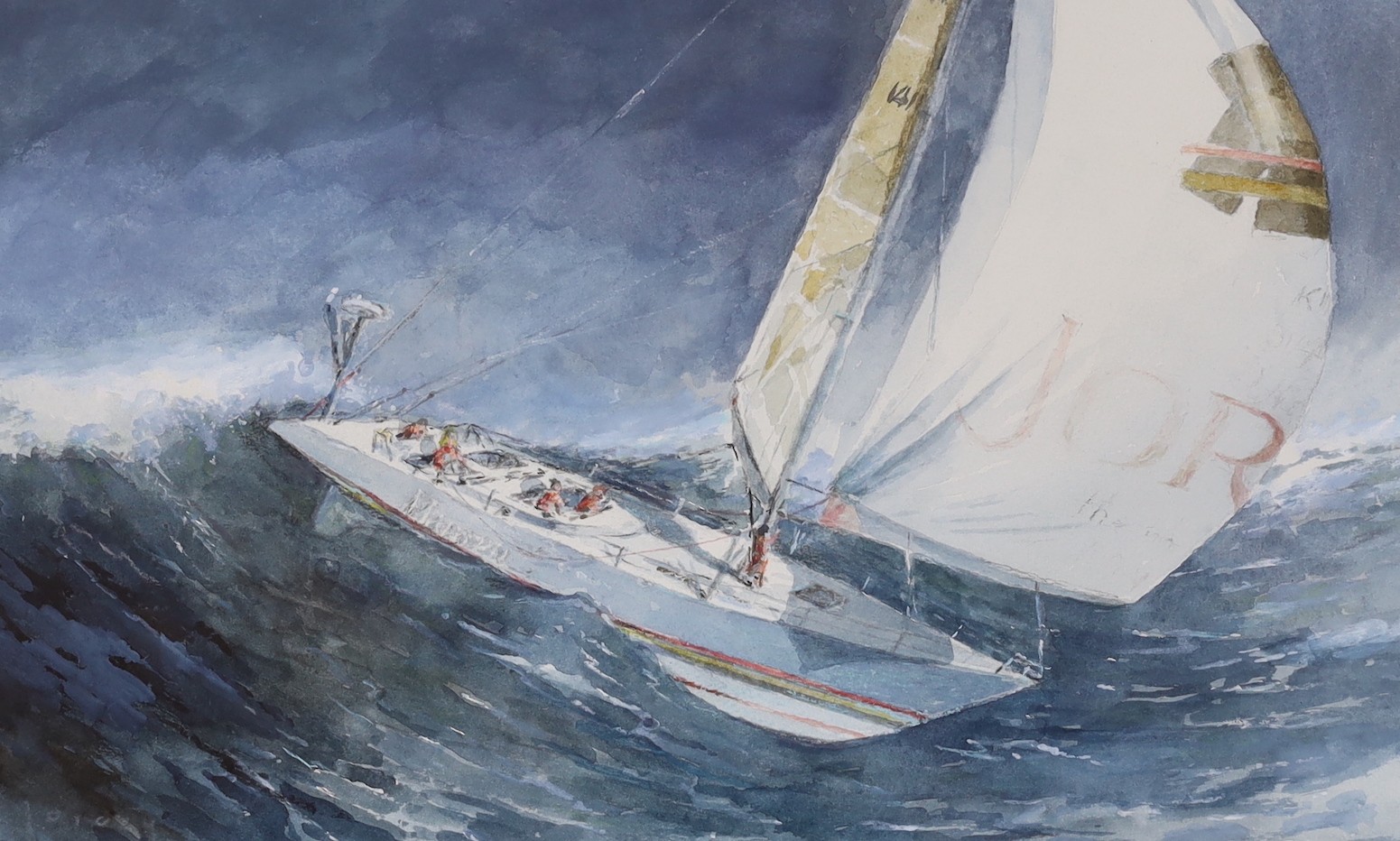 Richard Joicey RSMA (1925-1995), watercolour, 'Racing yacht at sea', signed, 29 x 46cm